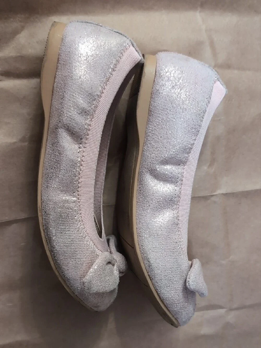Girls Sparkle Mary Jane and Bow Ballet Flats - Pink & Ivory